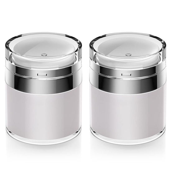 Picture of Airless Pump Jars, 1.7 oz Pump Dispenser, Acrylic Lotion Dispenser for Thick Moisturizer, Skincare Cream, Travel Lotion Container (2 Pack)