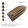 Picture of Aison 15 inch Clip in Hair Extensions Real Human Hair 70G Medium Brown/Dark Blonde 100% Remy Human Hair Soft Highlight Clip in Hair Extensions 7pcs 16clips (15 Inch #4P27)