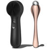 Picture of NågraCoola CLIE Silicone Face Scrubber, Facial Cleansing Brush, Rechargeable, Waterproof Face Scrub Brush for Deep Cleansing, Exfoliating, Massage, with Eye Roller, for Women and Men-Black