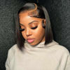 Picture of HIRIREMY Bob Wig Human Hair 13x4 HD Frontal Lace Wigs for Black Women Human Hair Glueless Short Straight Bob Lace Front Wigs Human Hair Pre Plucked with Baby Hair 180% Density 10 Inch
