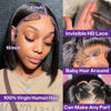 Picture of HIRIREMY Bob Wig Human Hair 13x4 HD Frontal Lace Wigs for Black Women Human Hair Glueless Short Straight Bob Lace Front Wigs Human Hair Pre Plucked with Baby Hair 180% Density 10 Inch
