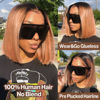 Picture of HIRIREMY 1B/30 Ombre Brown Bob Wig Human Hair for Black Women Short Straight 13x4 HD Lace Front Bob Wigs Human Hair Pre Plucked Wear and Go Glueless,Ombre Honey Blonde Colored T1B/30 16 Inch