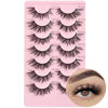 Picture of FARRED Cat Eye Lashes Wispy Fake Eyelashes Short 7 Pairs Natural Strip Lash Fluffy Mink Fox Eye Lashes Pack Small Full pestañas (A10 | 8-14MM)