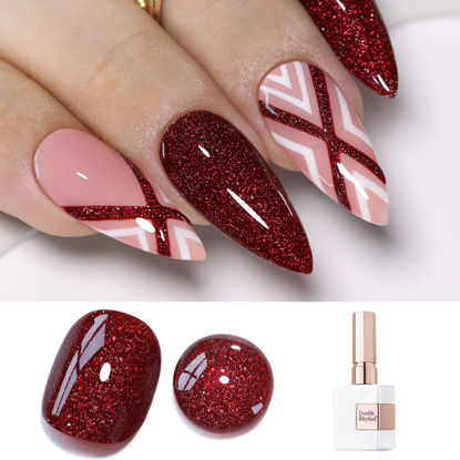 Picture of Double Rhythm 15ML Glitter Gel Polish Shimmer Reflective Holographic Color Magnetic for Nail Art Salon DIY at Home (Burgundy Glitter-B1157)