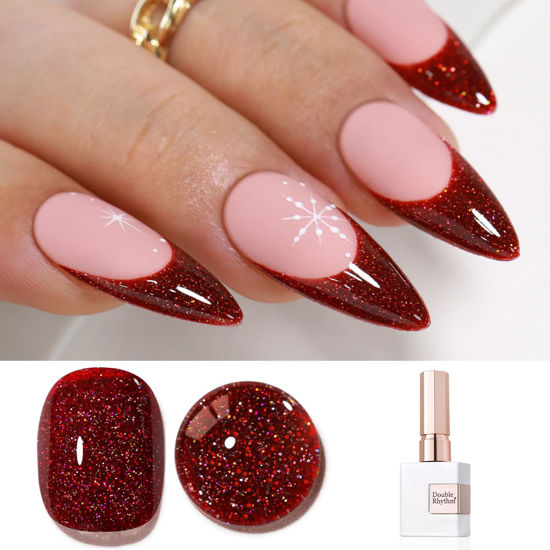 Picture of Double Rhythm 15ML Glitter Gel Polish Shimmer Reflective Holographic Color Magnetic for Nail Art Salon DIY at Home (B1038)