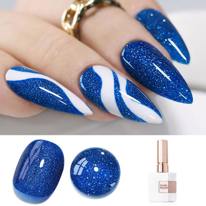 Picture of Double Rhythm 15ML Glitter Gel Polish Shimmer Reflective Holographic Color Magnetic for Nail Art Salon DIY at Home (Deep Blue-B1158)