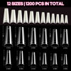 Picture of krofaue 1200PCS Coffin Nail Tips - Half Cover Nail Tips 12 Size False Nail Tips for Acrylic Nails Professional Manicure with Box for Artificial Fake Nail Tip Art Salon Home (Clear & Natural)