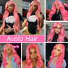 Picture of 30 Inch Pink Lace Front Wig Human Hair Pre Plucked 13x4 Colored Pink Human Hair Lace Front Wigs Body Wave Hot Pink Wig Human Hair 180% Density Transparent HD Lace Frontal Wigs Human Hair For Women