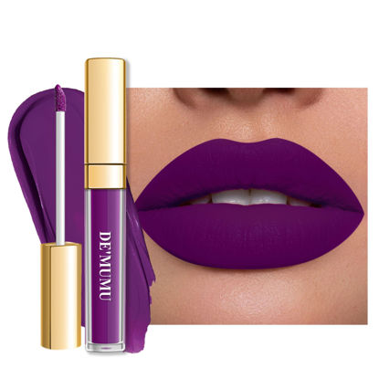 Picture of DE'MUMU Purple Lipstick Matte for Women, SuperStay Long Lasting Lipstick Smudge Proof No Transfer Liquid Lipsticks, Cruelty Free Lip Makeup (DM22 Purple Crystal)