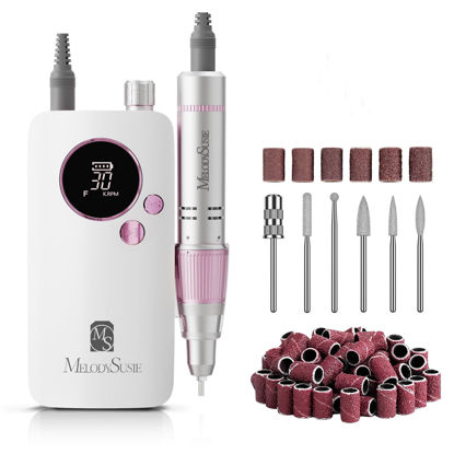 Picture of MelodySusie Portable Nail Drill 30000 RPM,SC320F Professional Rechargeable Electric Nail File,Cordless Nail E File for Acrylic Nails Gel Polishing Removing,Efile Nail Kit for Manicure Salon Home,Rose