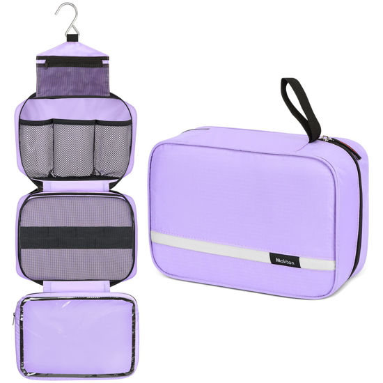 Picture of Maliton Travel Toiletry Bag for Women, Hanging Toiletry Bag with 4 Compartments, Portable and Waterproof Compact travel Bathroom Organizer,Ideal for Travel or Daily Life(Purple)