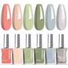 Picture of Beetles Nail Polish Set P176, 6 Colors 15ml Glitter Green Nude Natrual Pink Nail Lacquer Fast Drying & Long Lasting Finger Nail Polish Glitter Effect for DIY Nail Art Salon at Home Gifts for Women