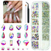 Picture of qiipii 2052Pcs Crystal AB Nail Rhinestones AB Crystal Nail Charms 72 Multi Shapes Flatback Rhinestones Big Nail Art Gems +1980 Round Beads K9 Glass Stones Diamonds Jewels for Nails Faces Eyes Makeup