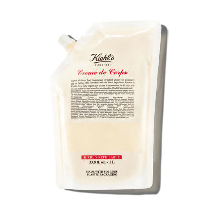 Picture of Kiehl's Creme de Corps, Rich, Luscious Body Lotion, with Cocoa Butter and Shea Butter for Fast Absorbing Hydration, Skin Feels Soft and Smooth, Suitable for All Skin Types - 33.8 fl oz /1 Liter Refill