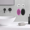 Picture of Soft Silicone Body Shower， Exfoliating Silicone Body Scrubber, Silicone Loofah 2 in 1 Bath and Shampoo Brush, Body Scrubber Shower Easy to Clean for Sensitive Skin, Lather Well 2 PCS Black and Purple