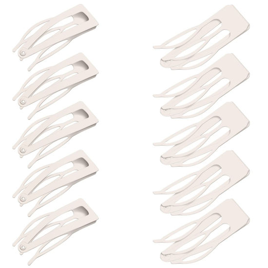 Picture of Chinco 24 Pieces Double Grip Hair Clips Metal Snap Hair Clips Women Hair Barrettes for Hair Making, Salon Supplies (Beige, 2 Inch)