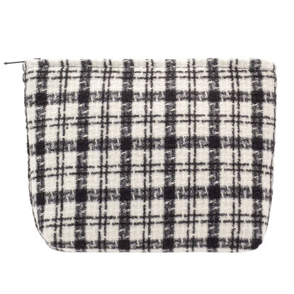 Picture of PAZIMIIK Makeup Bags for Purse Zipper Cosmetic Pouch Large Travel Canvas Make Up Organizer Tool Pouch for Women and Girls,Plaid Black