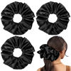 Picture of 9.5 inch Silk Scrunchies Oversized Scrunchie Jumbo Scrunchies Giant Silk Scrunchie Extra Large Satin Scrunchies Thick Elastic Fluffy Hair Ties for Women and Girls 3 Pack (Black, Black, Black)