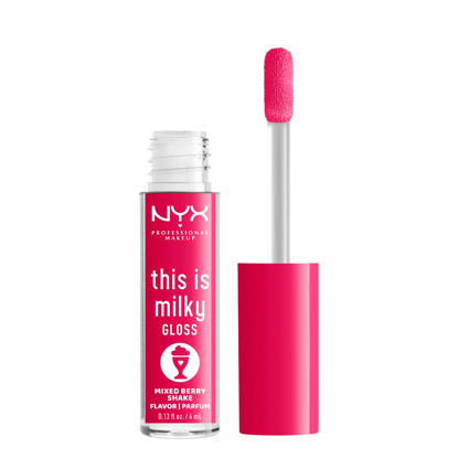 Picture of NYX PROFESSIONAL MAKEUP This Is Milky Gloss, Lip Gloss with 12 Hour Hydration, Vegan - Mixed Berry Shake (Raspberry)