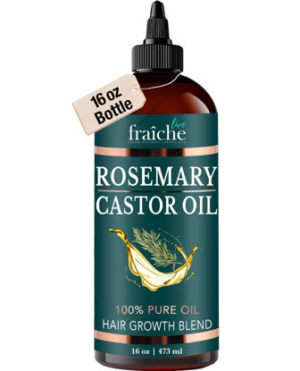 Picture of Live Fraiche Rosemary Castor Oil for Hair Growth 16oz - Rosemary Oil for Hair Growth and Thickening Pure Blend to Reduce Loss and Promote a Healthy Scalp