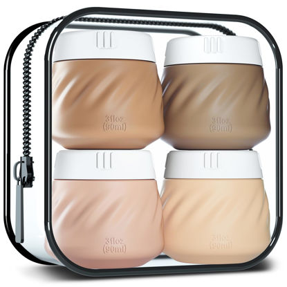 Picture of Gemice Travel Containers for Toiletries, TSA Approved 3 oz Leak-proof Silicone Travel Jars for Cream, BPA-Free Travel Size Container with Lid for Cosmetic Shampoo Cream (4 Pack)