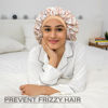 Picture of Satin Bonnet Adjustable Sleeping Silk Bonnet Black Women Men Double Layer Satin Lined Sleep Cap Sleeping Hair Wrap Silk Hair Curly Bonnet Large Braids Cover Bonnets Night Head Scarf Protect