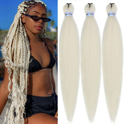 Picture of Gozill Platinum Blonde Braiding Hair Pre Stretched Kanekalon Braids Hair Extension 26 Inch (Pack of 3)