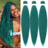 Picture of Gozill Jade Green Braiding Hair Pre stretched Kanekalon Prestretched Braiding Hair Micro ez braid Hypoallergenic Kid Braiding Hair Knotless Synthetic