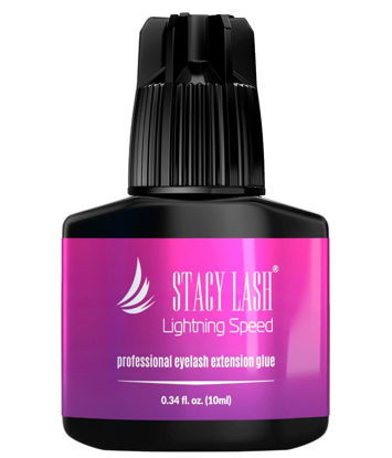 Picture of Lightning Speed Eyelash Extension Glue - Stacy Lash 10ml/0.34 fl.oz / 0.3 Sec Dry/Retention - 6-8 Weeks/Black Adhesive/Professional Supplies