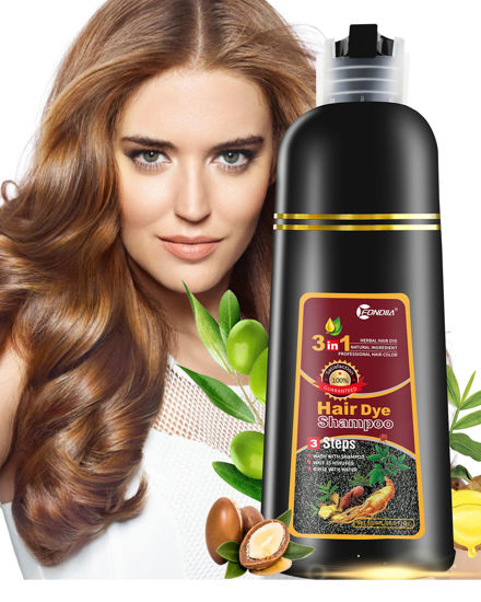 Picture of leorx Hair Dye shampoo, 3 In 1 Brown Color Shampoo Hair Dye For Refresh Hair Instant Herbal Coloring Shampoo For Women&Men - Tintes Para El Cabello Profesional