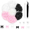 Picture of 300Pcs Bow Nail Charms and Flatback Pearls,Black White Pink Bowknot 3D Cute Nail Charms for Acrylic Nail Supplies Design,White Half Pearls for Nail Jewelry DIY Crafts Nail Art Decoration Accessories