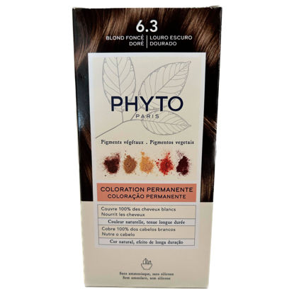 Picture of PHYTO Phytocolor Permanent Hair Color, 6.3 Dark Golden Blonde, with Botanical Pigments, 100% Grey Hair Coverage, Ammonia-free, PPD-free, Resorcin-free, 0.42 oz.