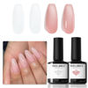 Picture of modelones Gel Nail Polish Set 2 Colors White Nude Pink Jelly Gel Polish Jelly Milky White Translucent Soak Off UV Clean Gel Polish Set For Nail Art DIY French Manicure At Home For Women Girls