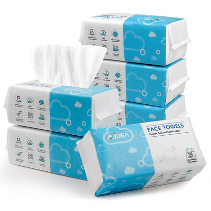 Picture of AlDEA Face Towels Disposable-600Ct, Clean Facial Towels, Face Towelettes for Sensitive Skin, Clean Facial Wipes for Makeup Removing, Facial Cleansing, Travel, Dry Wipes Face Cloths