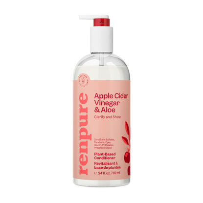 Picture of RENPURE Apple Cider Vinegar & Aloe Conditioner, Plant-Based - Clarifies, Removes Residue and Nourishes for Shiny, Healthy Hair - For Dull Hair - Apple Cider Vinegar, Aloe Leaf Juice - 24 Fl Oz
