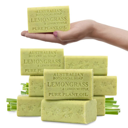 Picture of Australian Botanical Soap, Lemongrass & Lemon Myrtle 6.6 oz. (187 g) Soap Bars | Natural Soap Base | All Skin Types | Women & Men | Shea Butter Enriched Bar Soap - Pack of 8