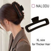 Picture of Nalodu Hair Claw Clips 5 Inch Unbreakable Black XL Large Square Rectangle Clip Clamp for Thick Curly Long Hair Women - 2 Pack