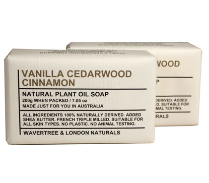 Picture of Wavertree & London Vanilla Cedarwood Scented Natural Soap Bars (2 Bars), 7oz Moisturizing French Triple Milled Soap enriched with shea butter - Plant Oil Bath & Body Soap Bars [100% Naturally derived]