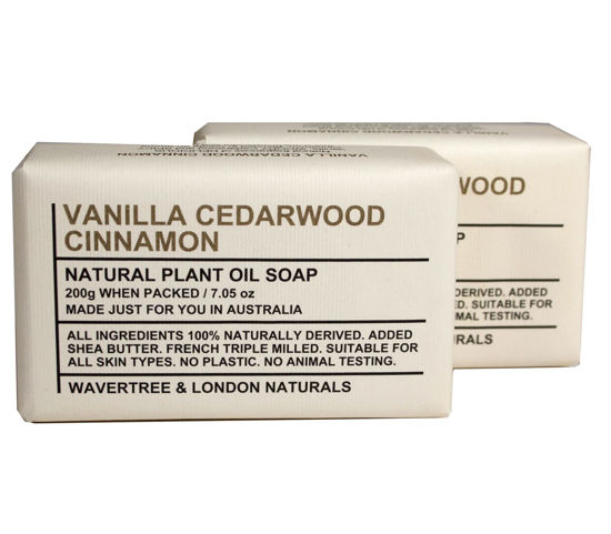 Picture of Wavertree & London Vanilla Cedarwood Scented Natural Soap Bars (2 Bars), 7oz Moisturizing French Triple Milled Soap enriched with shea butter - Plant Oil Bath & Body Soap Bars [100% Naturally derived]