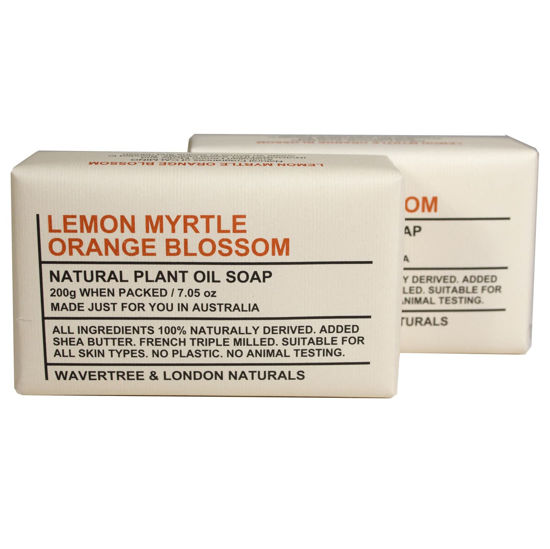 Picture of Wavertree & London Lemon Myrtle & Orange Blossom Scented Natural Soap Bars (2 Bars), 7oz Moisturizing French Triple Milled Soap enriched with shea butter - Bath & Body Soap [100% Naturally derived]