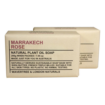 Picture of Wavertree & London Marakech Rose Scented Natural Soap Bars (2 Bars), 7oz Moisturizing French Triple Milled Soap enriched with shea butter - Plant Oil Bath & Body Soap Bars [100% Naturally derived]