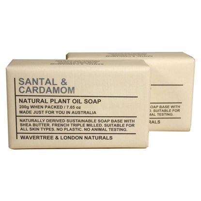 Picture of Wavertree & London Santal & Cardamon Scented Natural Soap Bars (2 Bars), 7oz Moisturizing French Triple Milled Soap enriched with shea butter - Plant Oil Bath & Body Soap Bars [100% Naturally derived]