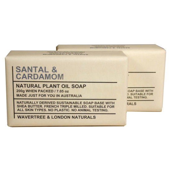Picture of Wavertree & London Santal & Cardamon Scented Natural Soap Bars (2 Bars), 7oz Moisturizing French Triple Milled Soap enriched with shea butter - Plant Oil Bath & Body Soap Bars [100% Naturally derived]