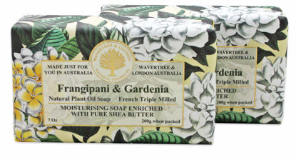 Picture of Wavertree & London Frangipani Gardenia Scented Natural Soap (2 Bars), 7oz Moisturizing French Triple Milled Soap Bars enriched with shea butter - Pure Plant Oil Bath & Body Soap for All Skin Types