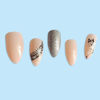 Picture of Christmas Press on Nails Medium Almond Winter Fake Nails Nude Full Cover White Snow False Nails with Designs Sliver Glitter Glossy Glue on Nails Acrylic Manicure Artificial Nails for Women Girls 24Pcs