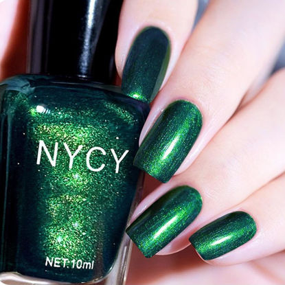 Picture of COSMOO Dark Green Nail Polish, 12ml Deep Green Quick Dry Nail Lacquer, Green Shimmer Art Varnish, 0.41 fl oz
