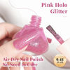 Picture of COSMOO Pink Glitter Nail Polish, 12ml Holographic Shimmer Laser Glitter Quick Dry Nail Lacquer for Nail Art Varnish, 0.41 fl oz