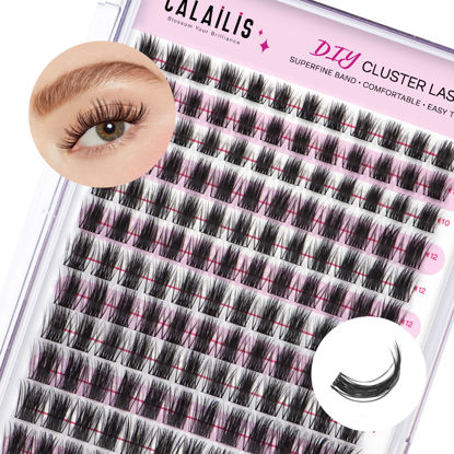 Picture of CALAILIS Cluster Lashes, 144Pcs D Curl Lash Clusters DIY Lash Extensions Mega Volume Eyelash Clusters Reusable Wispy Individual Lashes Super Thin Band and Soft (HD19, D-10-16MIX)