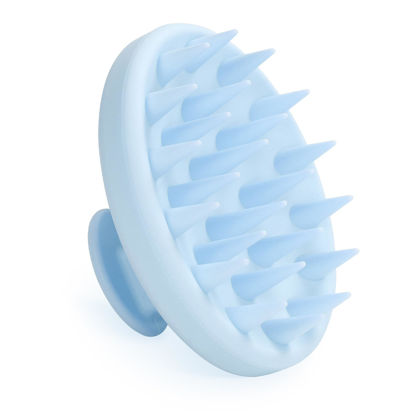 Picture of Meartchy Silicone Scalp Massager, Scalp Scrubber for Hair Growth with Soft Bristles, Scalp Exfoliator Brush Dandruff Removal Shampoo Brush for Wet Dry Scalp Care (Light Blue)