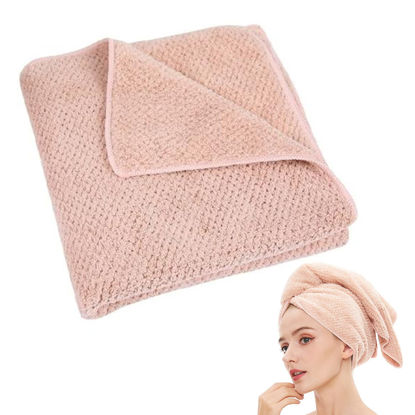Picture of Laojbaba Microfiber Hair Towel Quick Dry Hair Towel Hair Drying Towels Suitable for All Kinds of Hair Ultra Absorbent Long and Thick Hair 20X40inch Lotus Root Pink (1pcs)